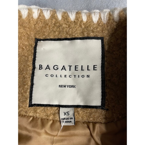 Bagatelle Collection Tan Boucle Whipstitch Jacket Silver Knot Buttons 85636 XS - Picture 3 of 10